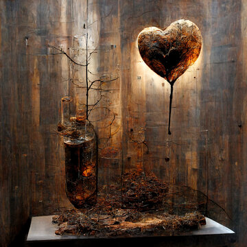 Environmental Art Love Tree Wood Hearts Abstract Background