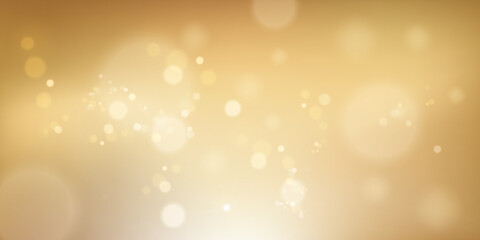 Abstract light blur and bokeh effect golden background. Vector defocused sun shine or sparkling lights and glittering glow for festival or Christmas holiday celebration.