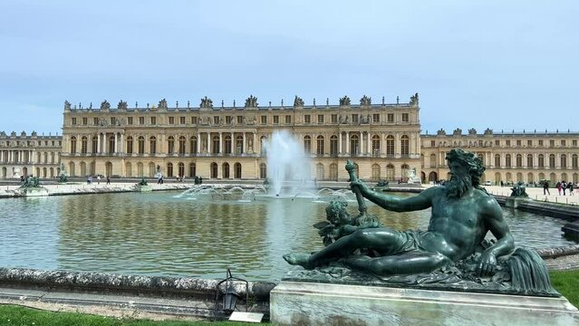 Fountain in Versailles Paris France is the place where many films were shot including Angelique and the King 18.04.22. High quality 4k footage
