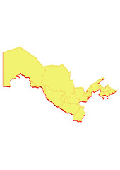  Illustration of the map of Uzbekistan with Unitary District, Region, Province, Municipality, Federal District, Division, Department, Commune Municipality, Canton Map 3D