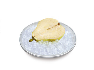 poire, fruit, agrumes, aliment, frais, sain, couper, jus, juteuse, glace pilée, fraicheur, assiette, vitamine, santé, organique, dessert, nutrition, naturel