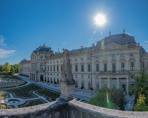 Naklejka premium Panoramic view on the old palace and its garden