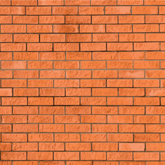 Red or orange brick wall realistic vector background.