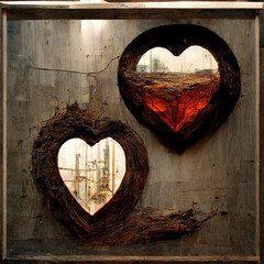 Environmental Art Love Tree Wood Hearts Abstract Background