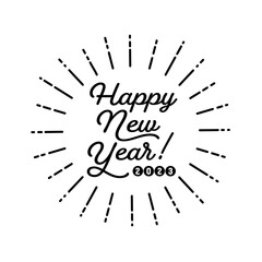 Happy New Year 2023のおしゃれなロゴ - sunburst frame - 新年･年賀･お正月の素材
