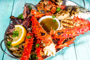 BBQ grilled fish and seafood