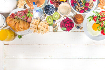 Various breakfast food set