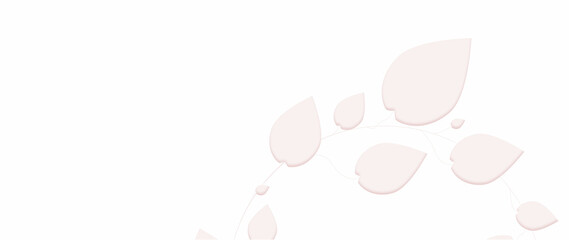 Delicate white background with pink leaves