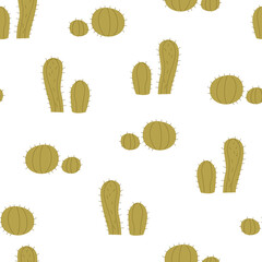 Seamless pattern with cactus plants. Vector background in wild west, western concept