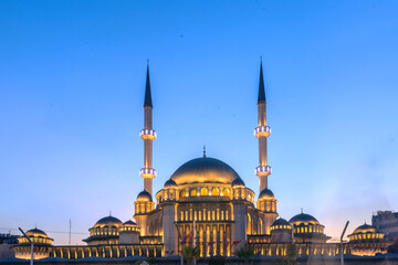 Fototapeta na wymiar Taksim Mosque at Blue Hour, Beyoglu Turkey