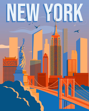 New York city poster. Skyline silhuete vector illustration