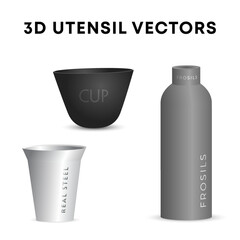 3D glass bottle cup, vector