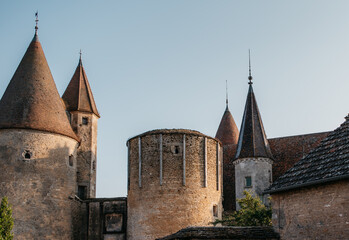 Old castle in the old town with towers & fortress
