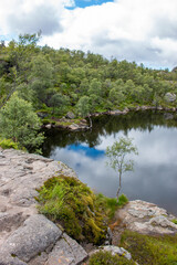 Tjødnane lakes Prekestolen (Preikestolen) in Rogaland in Norway (Norwegen, Norge or Noreg)