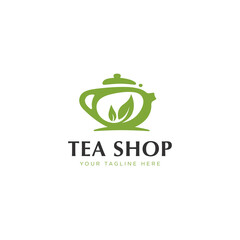 Chinese Green Tea Shop or Club Sign Label Creative Vector Concept. Oriental Traditional Ceremony Teapot Illustration.