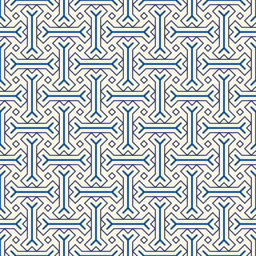 Tribal wallpaper. Seamless image. Geometric backdrop. Ethnic ornament. Folk pattern. Mosaics motif. Grid background. Digital paper. Textile print. Abstract web illustration. Vector art work