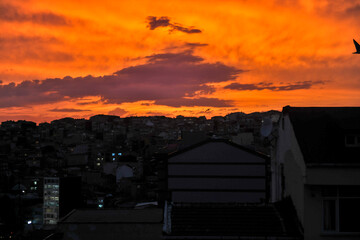 Amazing sunset in Istanbul beautiful sunset orange sky