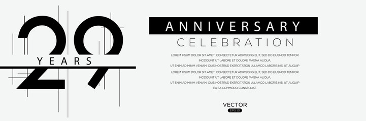 29 years anniversary celebration template, Vector illustration.