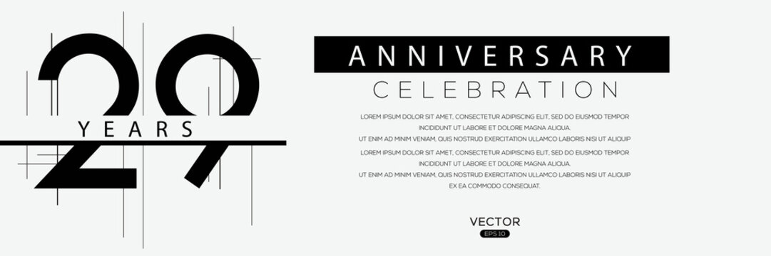 29 years anniversary celebration template, Vector illustration.