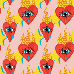 sacred heart seamless pattern design