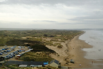 21 March 2019 - Saunton, Devon, UK. View of Saunton Sands beach and the Braunton Burrows