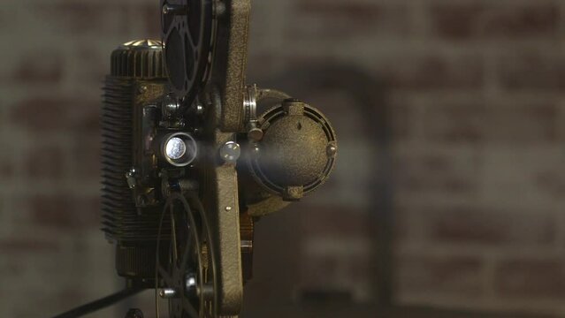 wide shot vintage 8mm film projector