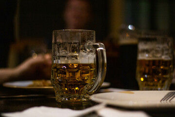 glass of beer on table