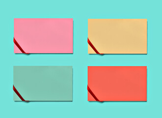 ribbon bow greeting card note paper chirstmas blue orange yellow invitation pastel green pink  modern