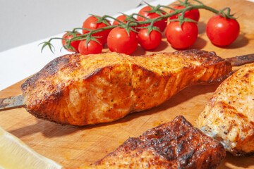 barbecue, pork, beef, lamb, sturgeon, chicken, meat, mushrooms,  fast food, cooking, fast food...