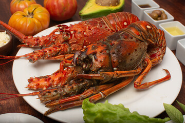Raw lobster. Seafood. Fresh lobster ready to cook. Ingredients of a recipe