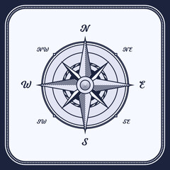 Vintage compass or wind rose for travel site