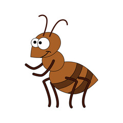 Cute cartoon Ant. A letter for Ant. Vector illustration of a flat isolated on a white background. The design element of t-shirts, home textiles, wrapping paper, children's textiles, and flashcards.