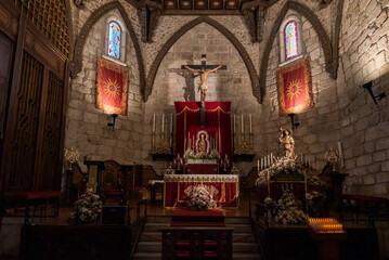 Fototapeta na wymiar Main altar of the Santa Maria del Castillo church in Buitrago de Lozoya, Madrid.
