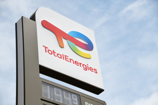 Cologne, Germany - June 3, 2022: TotalEnergies in Cologne - Total is a french multinational integrated oil and gas company and one of the six supermajor oil companies in the world