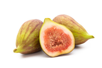 Fig fruits isolated on white background. Top view. Flat lay pattern