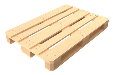 Wooden pallet for warehouse cargo storage isolated on white background.