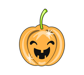 Vector Funny scary halloween pumpkin icon.