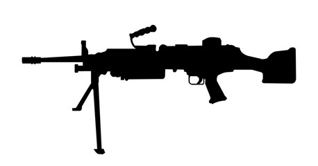 M242 manual machine gun. Automatic rifle - rifle outline - vector illustration