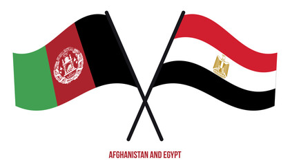 Afghanistan and Egypt Flags Crossed And Waving Flat Style. Official Proportion. Correct Colors