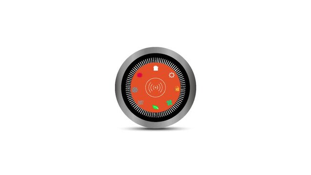 Orange screen modern thermostat with home icons illustrator 