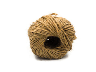 brown yarn isolated with white background