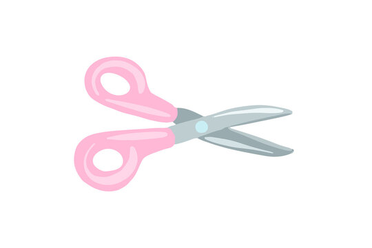 Vector Pink scissors painted in watercolor for study.