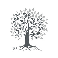 Fototapeta premium Stylized Oak Tree with Roots Retro