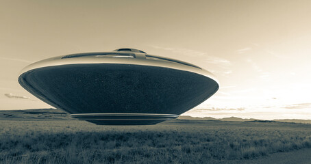 Fototapeta na wymiar ufo space ship floating