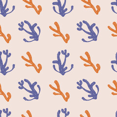 Vector seamless pattern with coral.Vector illustration in flat cartoon style. Abstract background, wallpaper, wrapping.