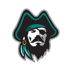 Pirate Wearing Eye Patch Tricorn Hat Front