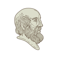 Plato Greek Philosopher Head Mono Line