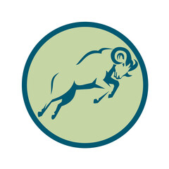 Mountain Sheep Jumping Circle Icon