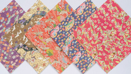 日本の千代紙・和柄の背景・Japanese gaily colored paper