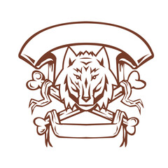 Wolf Cross Bones Banner Retro